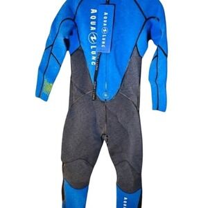 AQUALUNG Mens 2XL Full Body Wetsuit Blue Gray AquaFlex Neoprene Dive Surfing